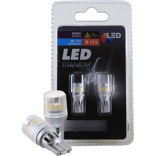 Par Lâmpada Led Titanium T10 Pingão 13 Leds Shocklight - (SLL-1210T) - Spare Parts and Accessories for Vehicles