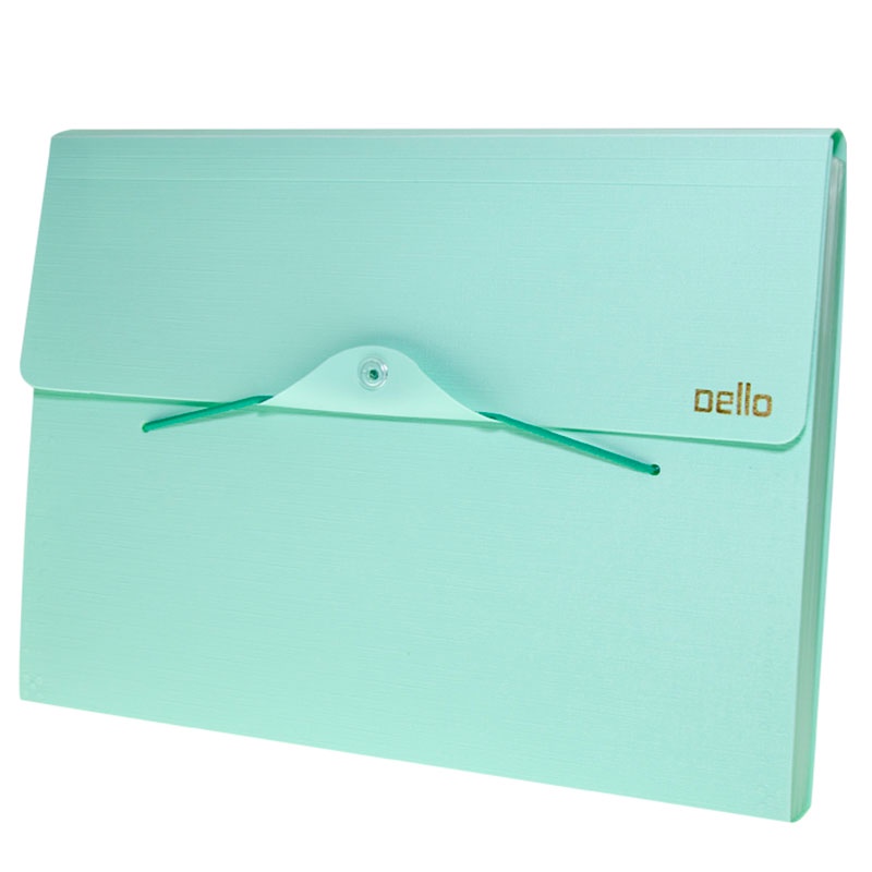 Pasta sanfonada A4 com 12 divisórias Linho serena Verde pastel 6096.VP Dello em Oferta na Shopee