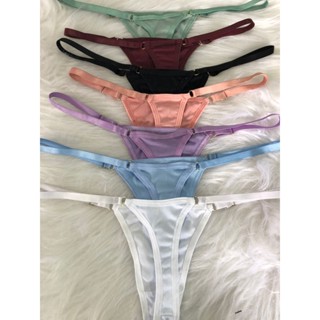Kit com 2 Calcinhas Fio Dental com Alças Reguláveis em Microfibra Lingerie Feminina