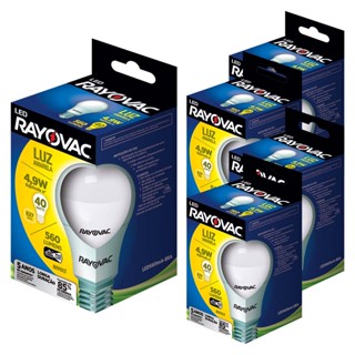 05 Lampadas LED 4W9 Luz Amarela 3000K Rayovac bulbo soquete E27 Luz Quente