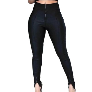 Calça Feminina Montaria Disco Cirre Couro Fake 3 Ziper