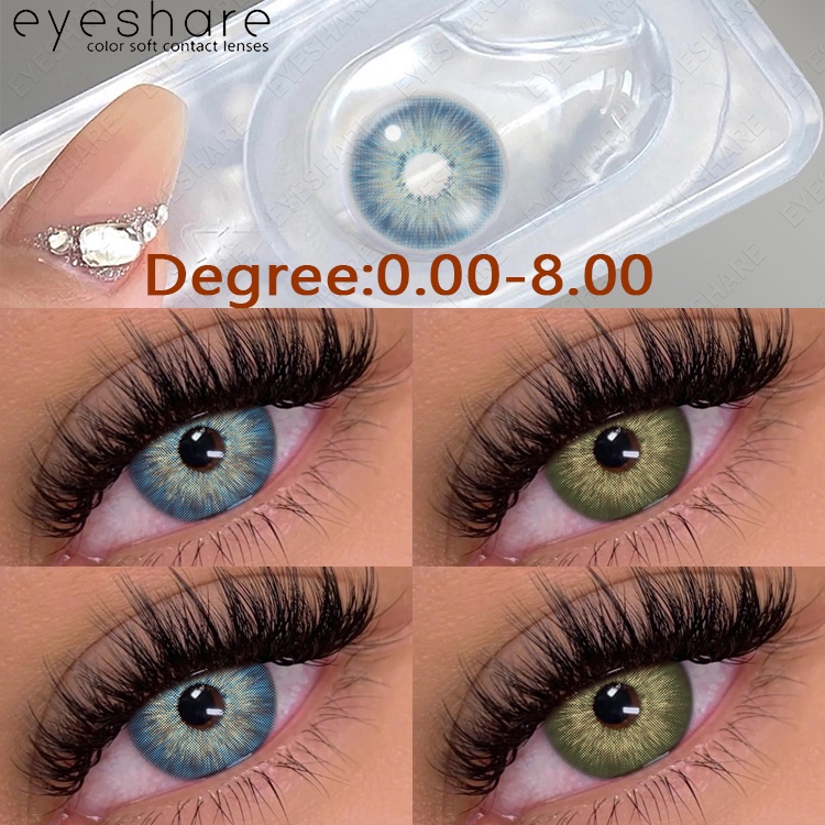 (-0,0 ~-8,0) PATTAYA BLUE GREEN Miopia Grade Eyeshare Lente De Contato Com Len Anual Natural 14,0mm 2 Unidades em Oferta na Shopee