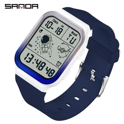 SANDA Relógio Gradiente À Prova D'água Esportivo De Luxo Moda LED Digital Multifuncional SD6052-22