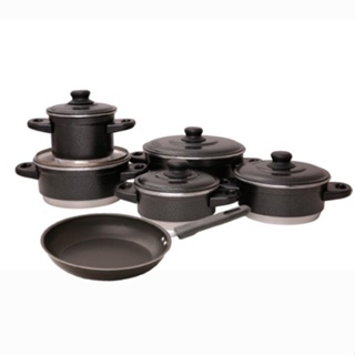 Jogo De Panelas 5 Peças Preto Craqueado + Frigideira Teflon em Oferta na Shopee