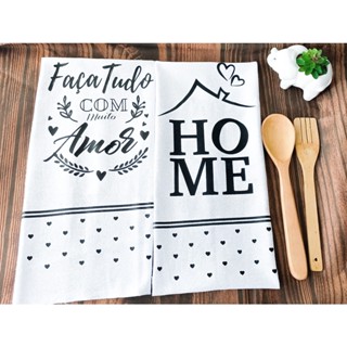 Kit com 2 panos de pratos minimalistas black and white lembrança chic