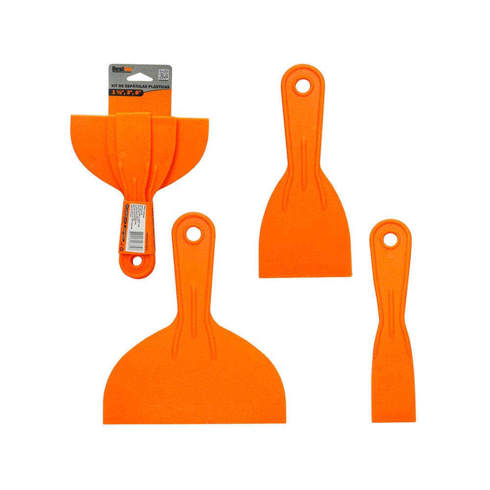 Kit 3 Peças Espatulas De Pintura Em Plástico  1½'' 3" 6"