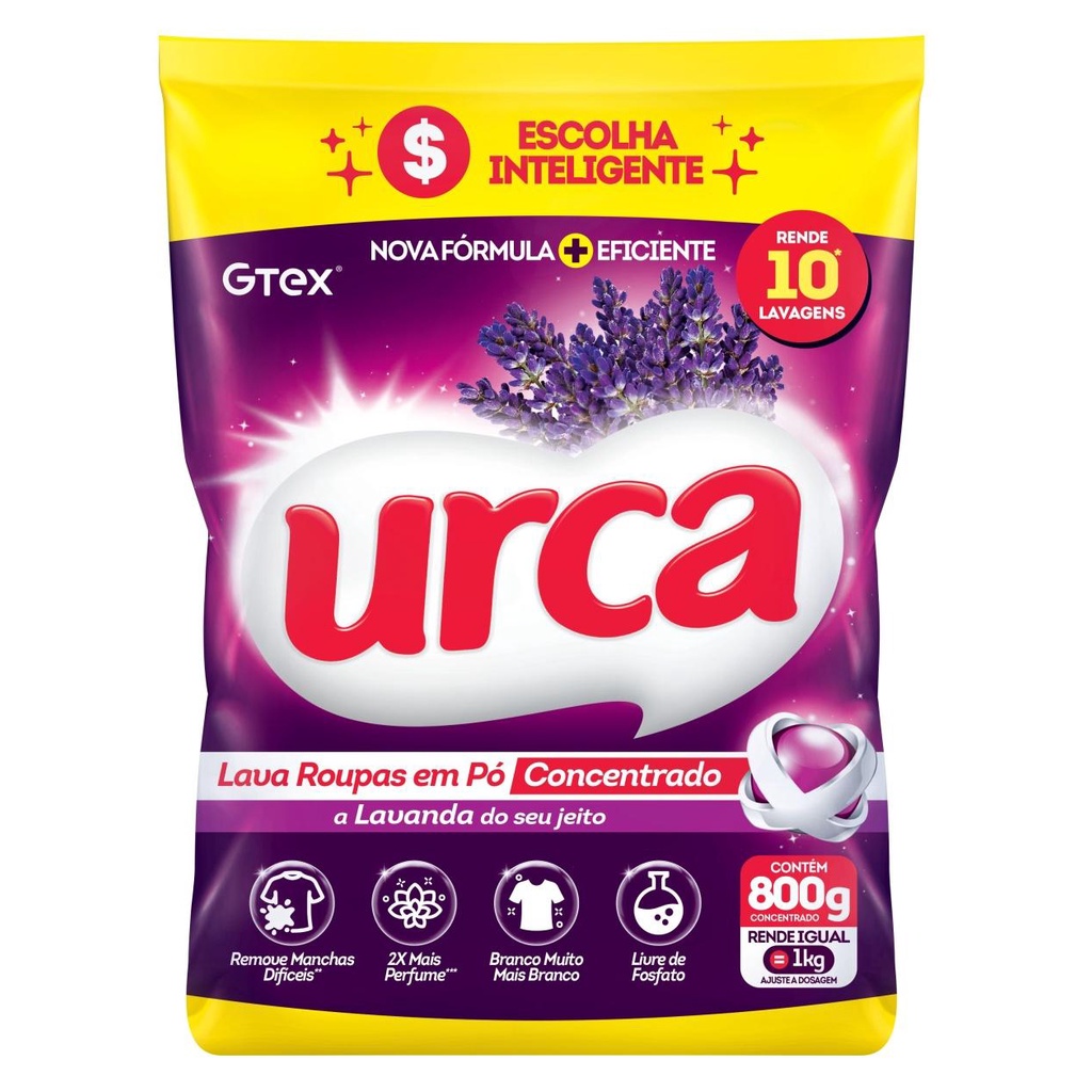 Lava Roupas Pó Concentrado Urca Lavanda Sachê - 800g em Oferta na Shopee