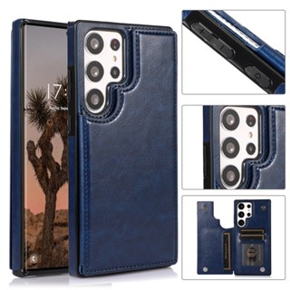 Para Samsung S21 FE S22 Plus S23 Ultra Leather Flip Case Com Porta-Cartões Slot Carteira Características Capas