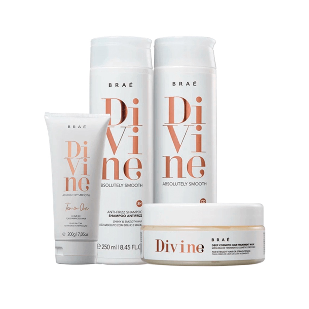BRAÉ Divine Shampoo e Cond 250ml + Mascara 200ml e Leave-in - Beauty