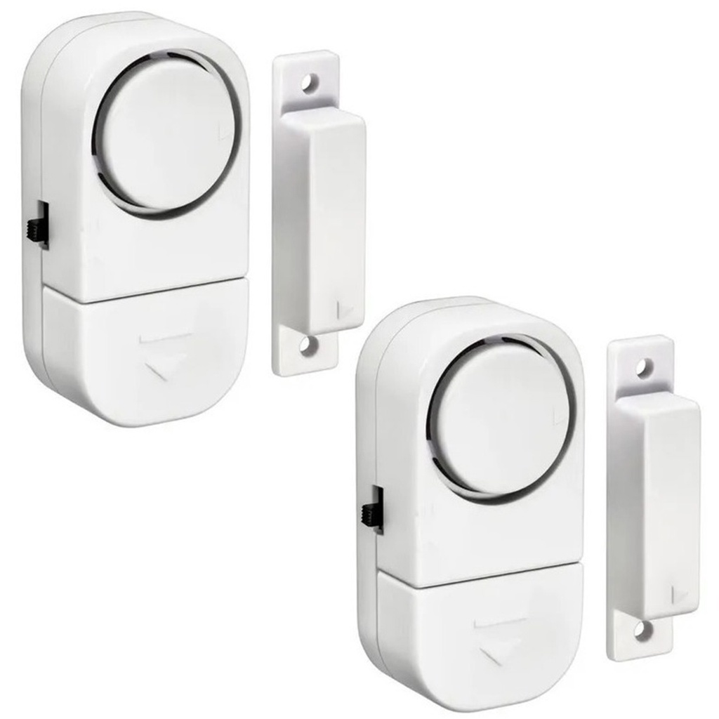 Kit 02 Alarme Sonoro Invasão Residencial Porta Janela Portão