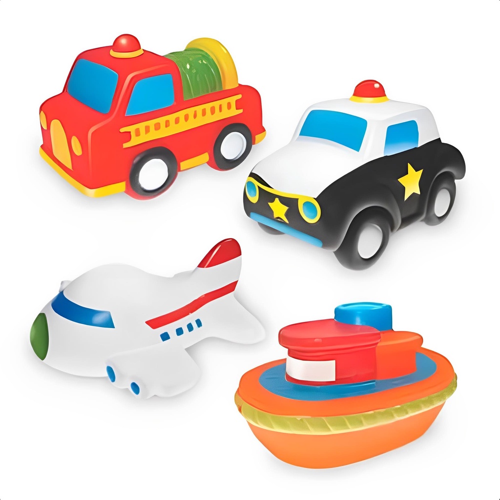 Brinquedo Coleção Fofinhos Transportes 4 Peças Vinil Atóxico +4 Meses Baby Líder - 5625 em Oferta na Shopee