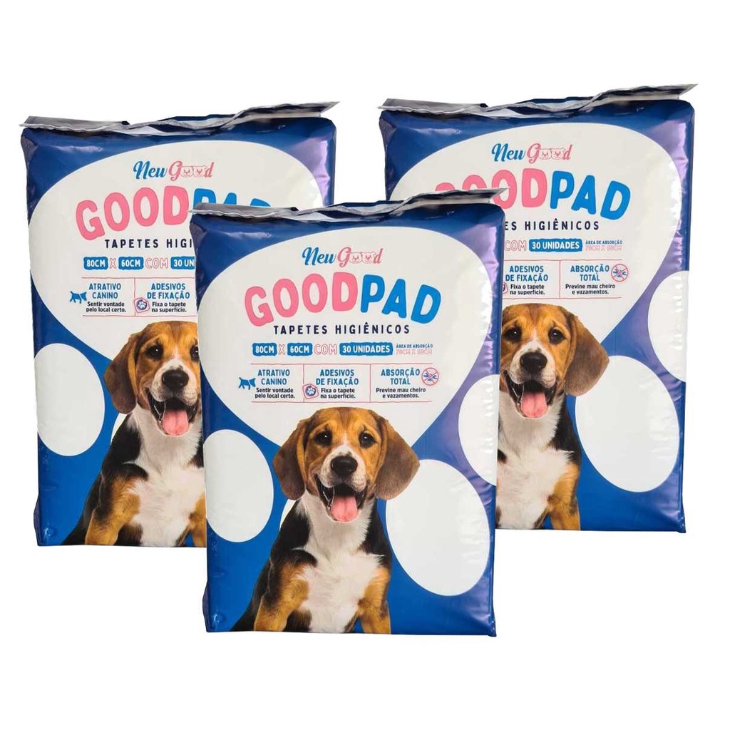 Kit tapete higiênico grande para cachorro custo beneficio 80x60 cm Good Pad 90 unidades