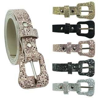 Cinto Feminino Estiloso Com Brilho Glitter Fino Da Moda