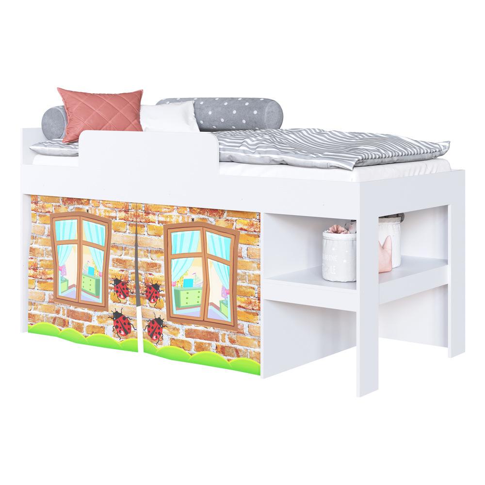 Cama Infantil com Cortinas para Colchão 188x88cm Multimóveis CR40070