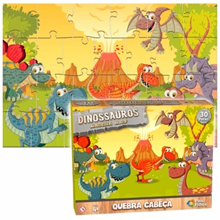 Quebra Cabeça Dinossauro Infantil Educativo 30pc Madeira MDF em Oferta na Shopee