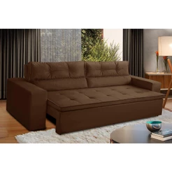 Sofá Retrátil e Reclinável 3 lugares com Molas 1,80m Vegas Suede Marrom Adonai Estofados