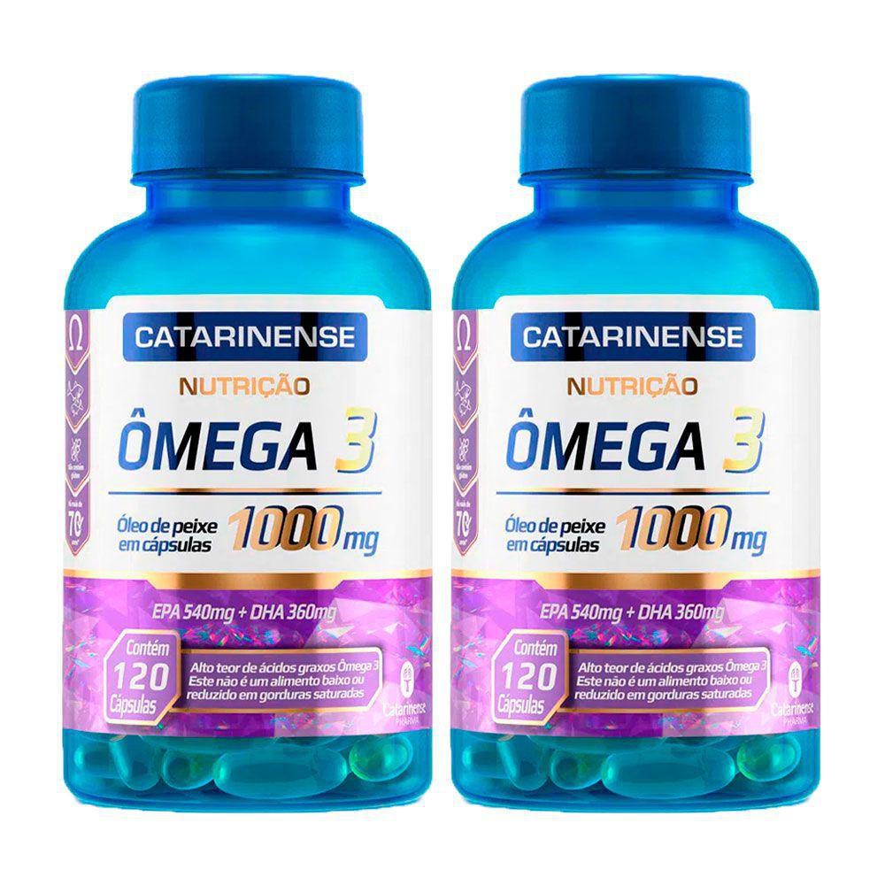 Kit 2 Potes Omega 3 Catarinense Pharma 1000mg 120 Capsulas Total 240 Capsulas EPA DHA Oleo de Peixe Saude do Coraçao