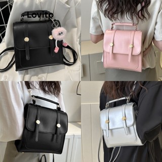 Lovito Mochila de Metal de Estilo Preppy para Mulheres L60AD122 (Café/Rosa/Prata/Preto)