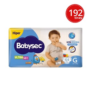 Kit Fralda Descartável Babysec Ultrasec Hiper G Com 64 Unidades - 3 Unidades