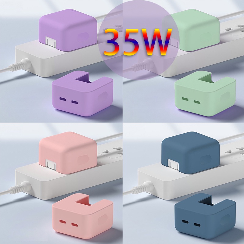 silicone Para Carregador Adequado MacBook Air M2 M3 M4 M5 35W Porta Dupla USB-C Protetora Do Adaptador De Energia