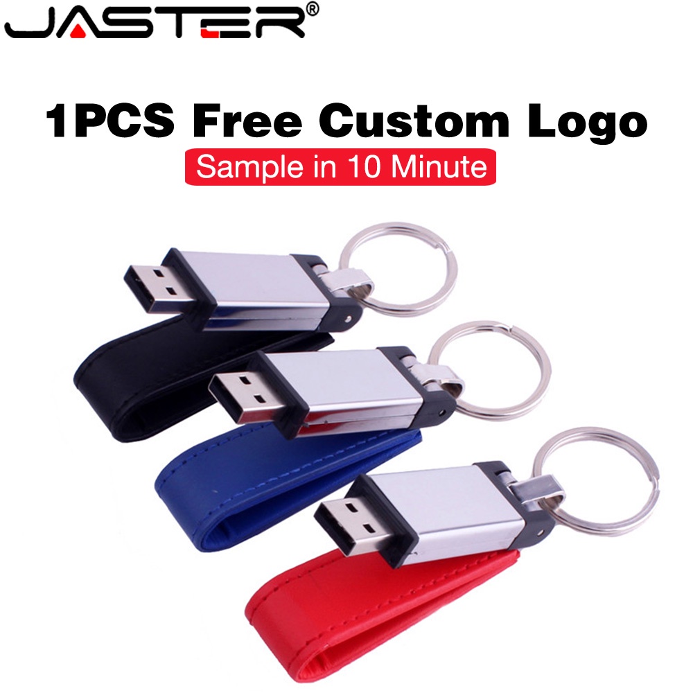 JASTER Leather USB 2.0 Flash Drives 128GB Chaveiro Grátis Pen Drive 64GB Pendrive Com Logotipo Personalizado 32GB Impres