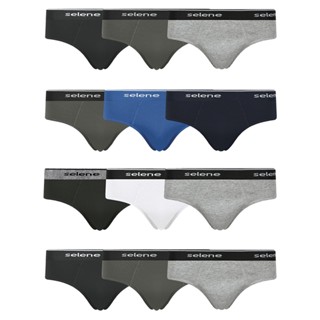 Kit com 12 Cuecas Slip Algodão Conforto Macio Penteado Selene