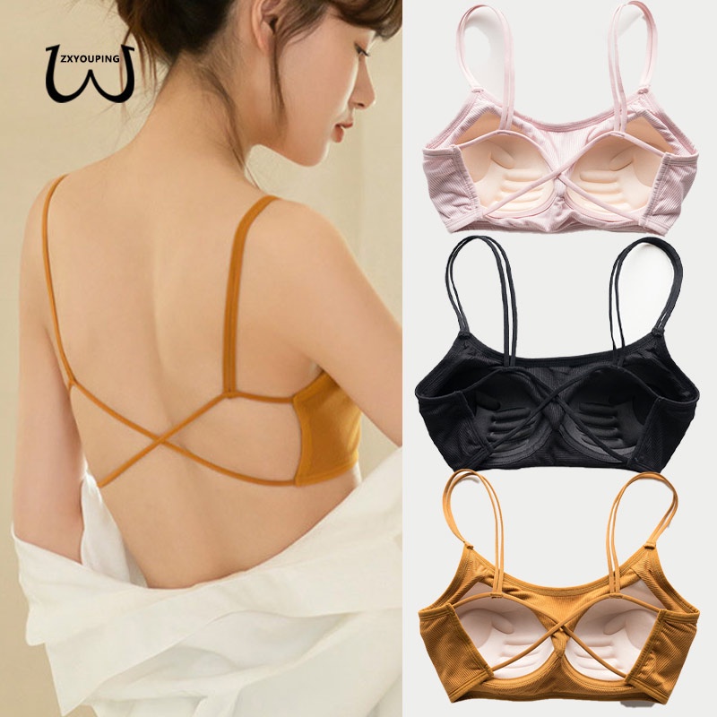 ZXYOUPING 1/4Pcs sutiã de Algodão Sem Costura confortável , sutiã sem aro，conjunto sutiã com bojo，Top Alcinha