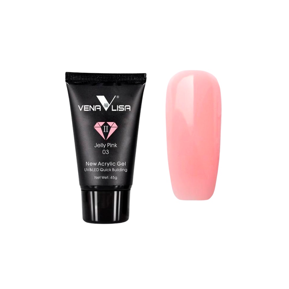 Polygel para Alongamento de Unhas Jelly Pink 45g Venalisa