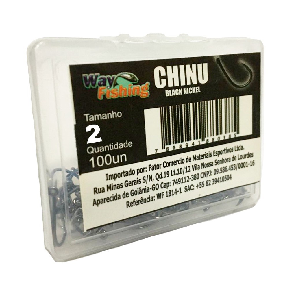 Anzol Chinu Black nº 2 com 100 unidades - Aço carbono / Way Fishing — imagem 2 de 2