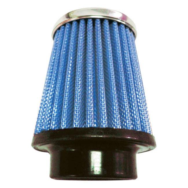 Filtro Esportivo Cônico Alumínio com Tecido Azul Lavável 52mm Turbo/Injeção Eletrônica Base em Borracha Race Chrome
