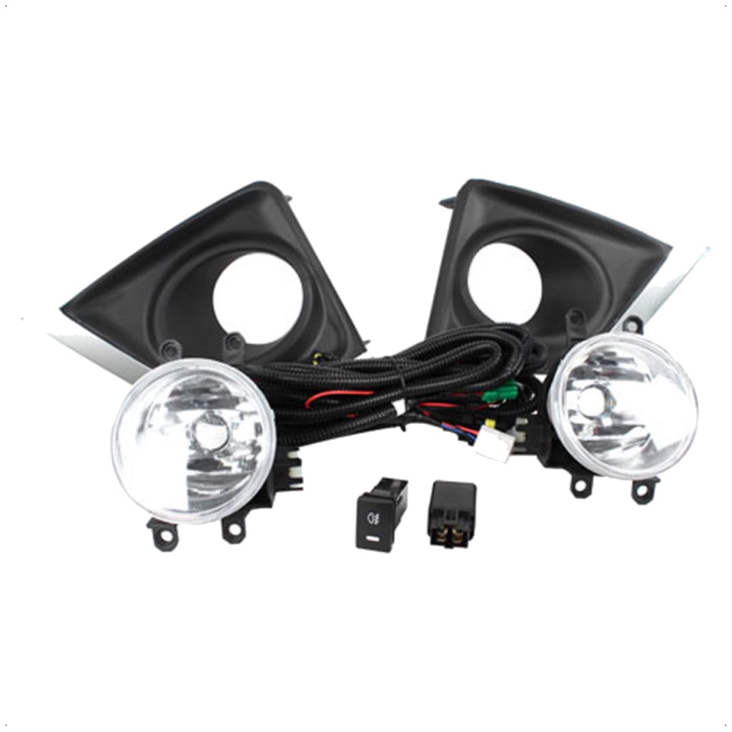 Kit Farol Auxiliar H16-2 Corolla 2014 - 2017 Moldura Cromada Botão Original Shocklight - SL-251010CR
