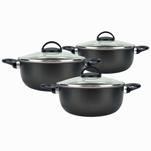 Jogo De Panelas 3 Pecas 24/22/20 Com Tampa De Vidro Teflon em Oferta na Shopee
