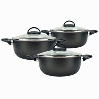 Jogo De Panelas 3 Pecas 24/22/20 Com Tampa De Vidro Teflon em Oferta na Shopee