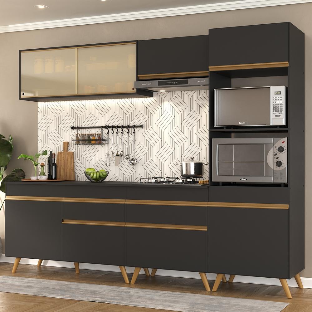 Cozinha Completa 5 peças c/ Armário e Balcão MP3715 Veneza GB Preta em Oferta na Shopee