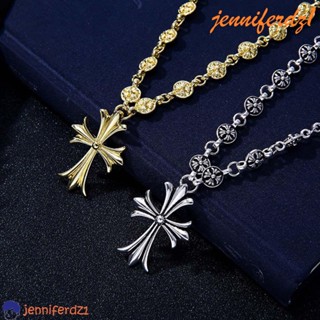 JENNIFERDZ1 Colar Homem Maré Hip-hop Retro Ouro Longo Diamante Corrente Mulher Clavícula Dupla Cruz