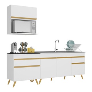 Cozinha Compacta Veneza GW Multimóveis MP2075 com Armário e Balcão Branca