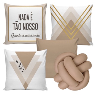 Kit 4 Capas de Almofadas Decorativa dy0174 e 1 Almofada Nó Nossos Sonhos