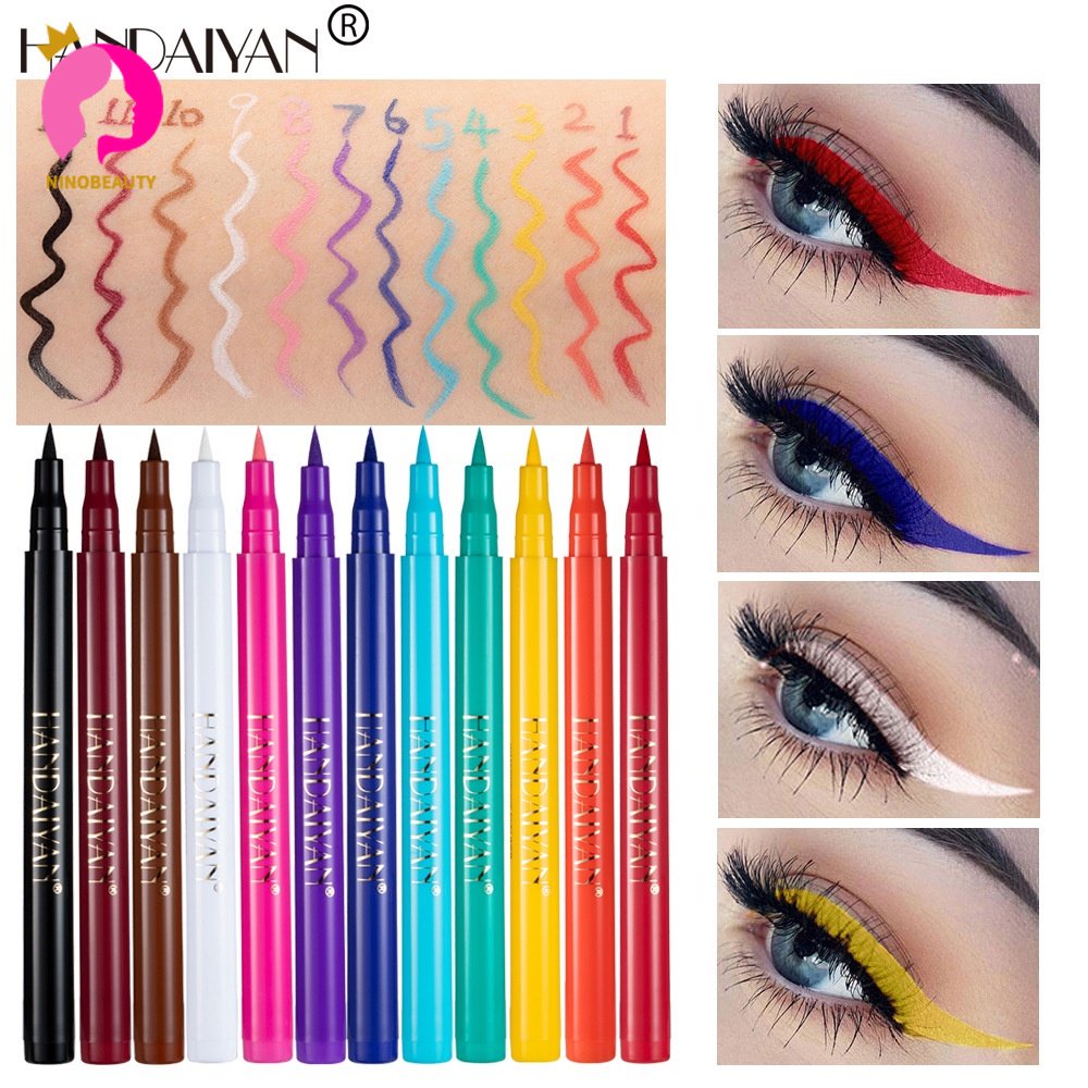 HANDAIYAN Rainbow Eyeliner Líquido , Não É Fácil De Borrar , DIY 12 Tons De Maquiagem De Delineador Pintado