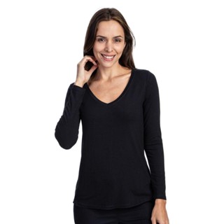 Blusa Feminina Gola V Preta