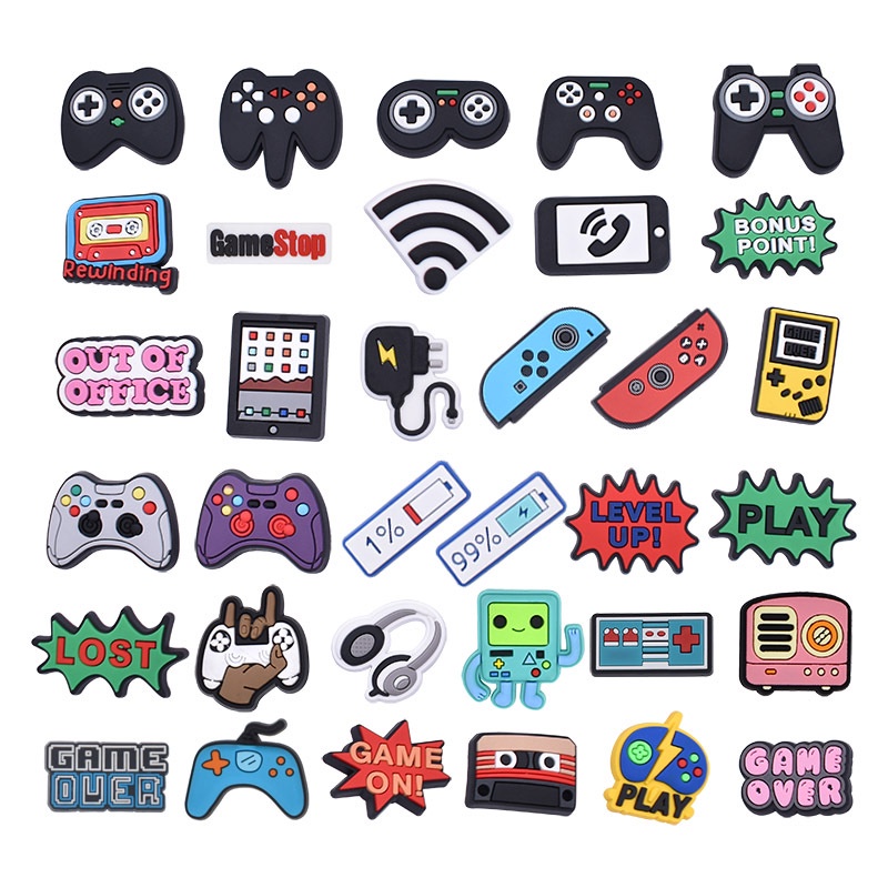 Encantos de sapatos de decorações de alavanca acessórios de PVC com botão e sandálias pinos de pingente com presentes em Oferta na Shopee