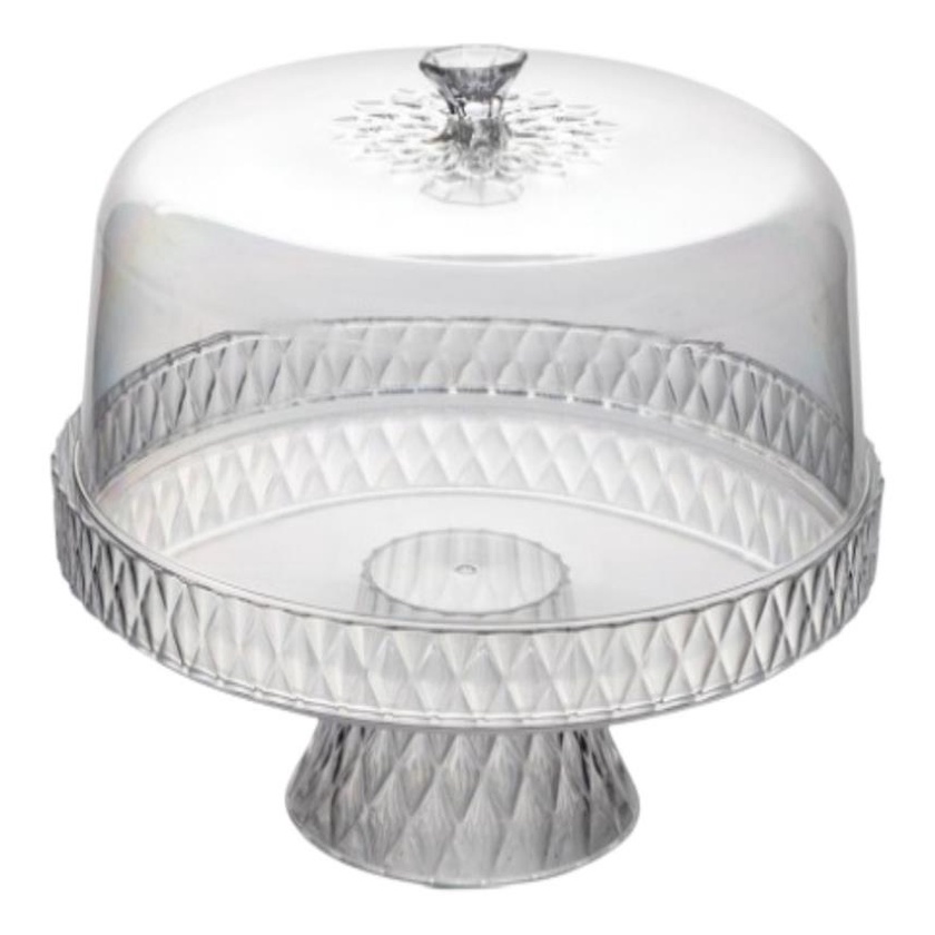 Boleira Glamour com Pé Porta Bolo Tortas Base Para Petiscos Doces Incolor Marca Plasutil