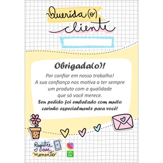100 Folhetos Carta de Agradecimento ao Cliente 10x14 em Oferta na Shopee
