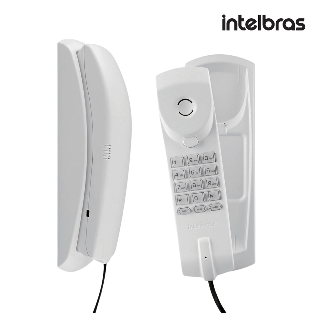 Telefone Gôndola Fixo Cinza Artico Com Fio Intelbras TC20 Interfone Parede Mesa Teclado Luminoso Cabo Longo Alcance