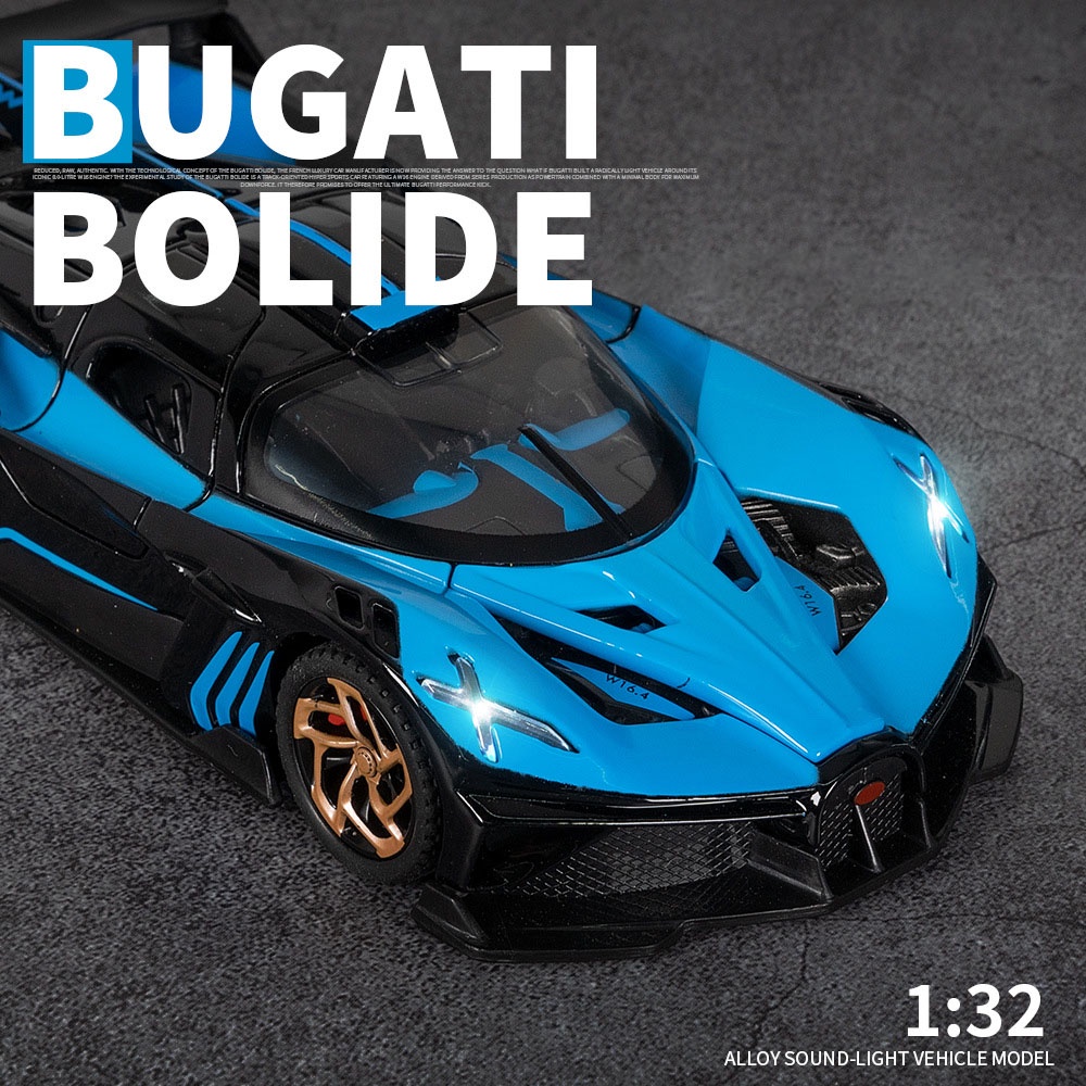 KLT 1 : 32 Bugatti Bolide Supercarro Metal Liga De Brinquedos Modelo De Carro De Brinquedo Diecast Veículo Para Meninos Simulação De Som Efeito Leve Coleção De Hobbies De Presente