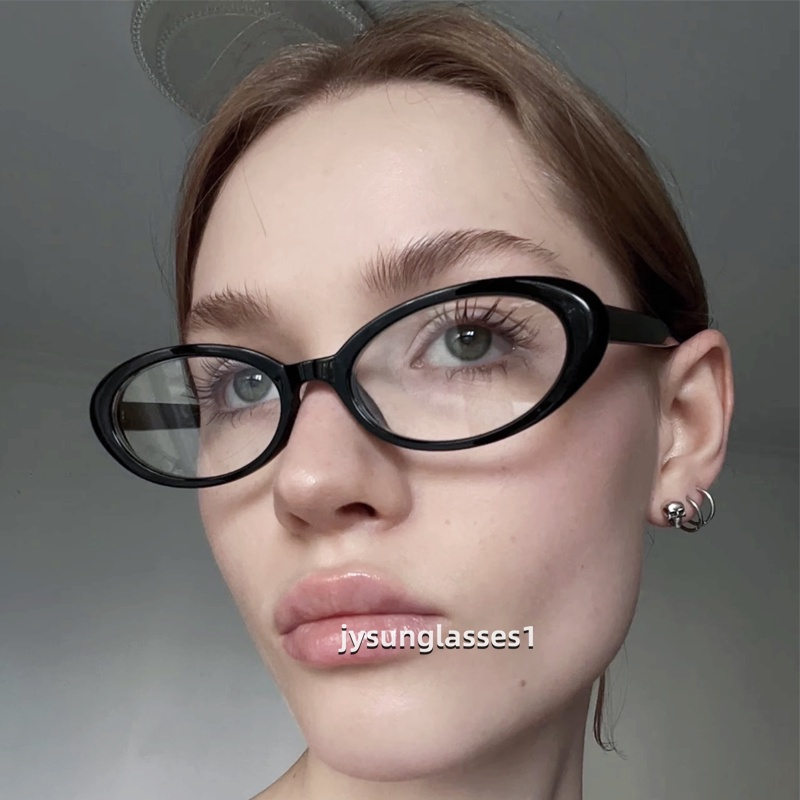 Moldura Oval De Óculos Preto Vintage Y2K Street Millennium Elegante Européia E Americana Picantes Anti Blue Light EyeGlasses Pode Ser Equipada Com Grau em Oferta na Shopee