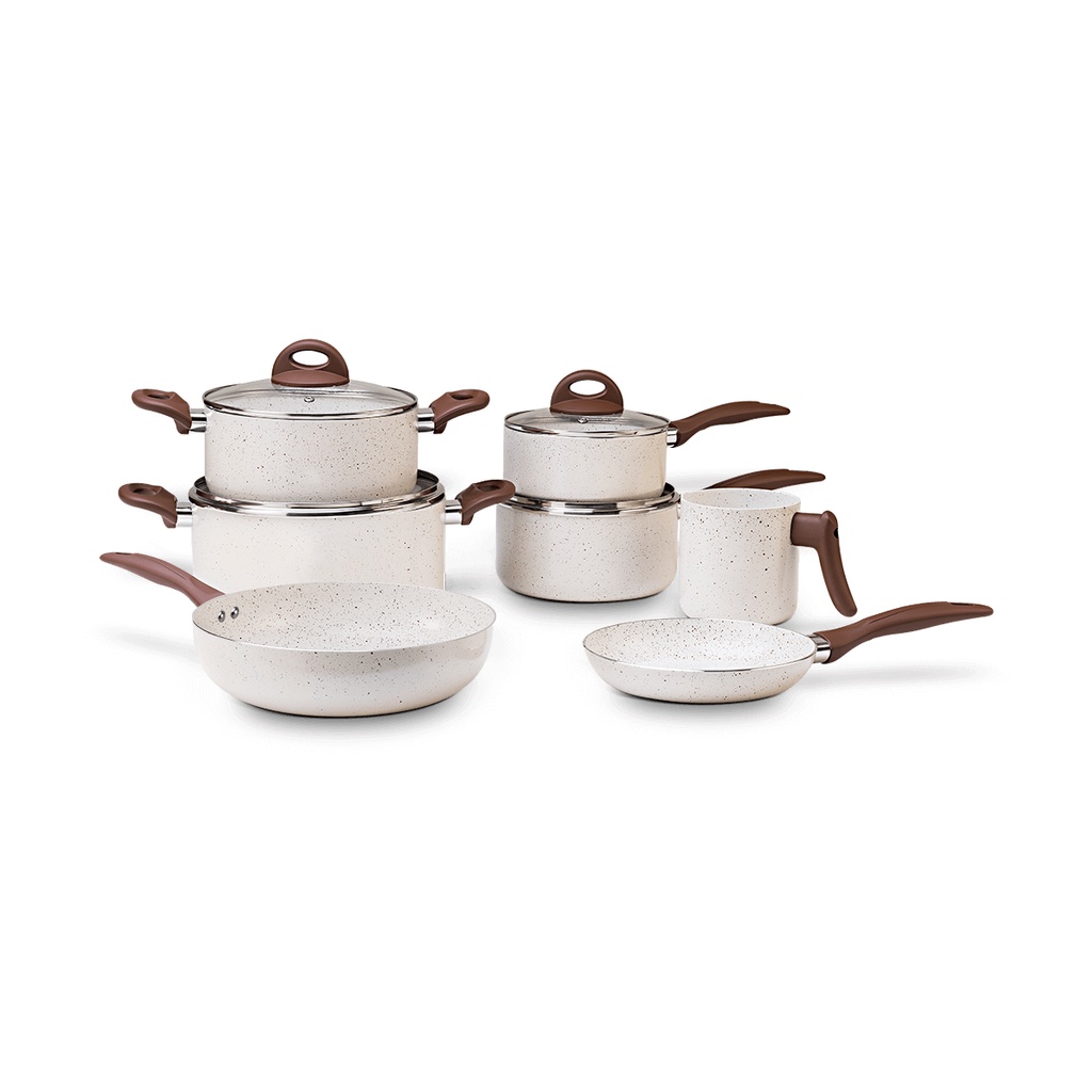 Jogo de Panelas 7 peças Vanilla Brinox Antiaderente Cerâmico - Ceramic Life em Oferta na Shopee