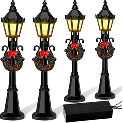 4 Pçs Natal Mini Modelos De Luz De Rua Casa De Bonecas Streetlight Miniatura Aldeia Caminho Lanterna Post Para DIY Micro