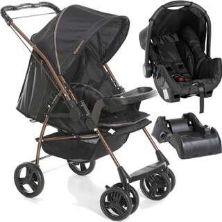 Carrinho com Bebe Conforto Base Galzerano Milano Preto Cobre em Oferta na Shopee