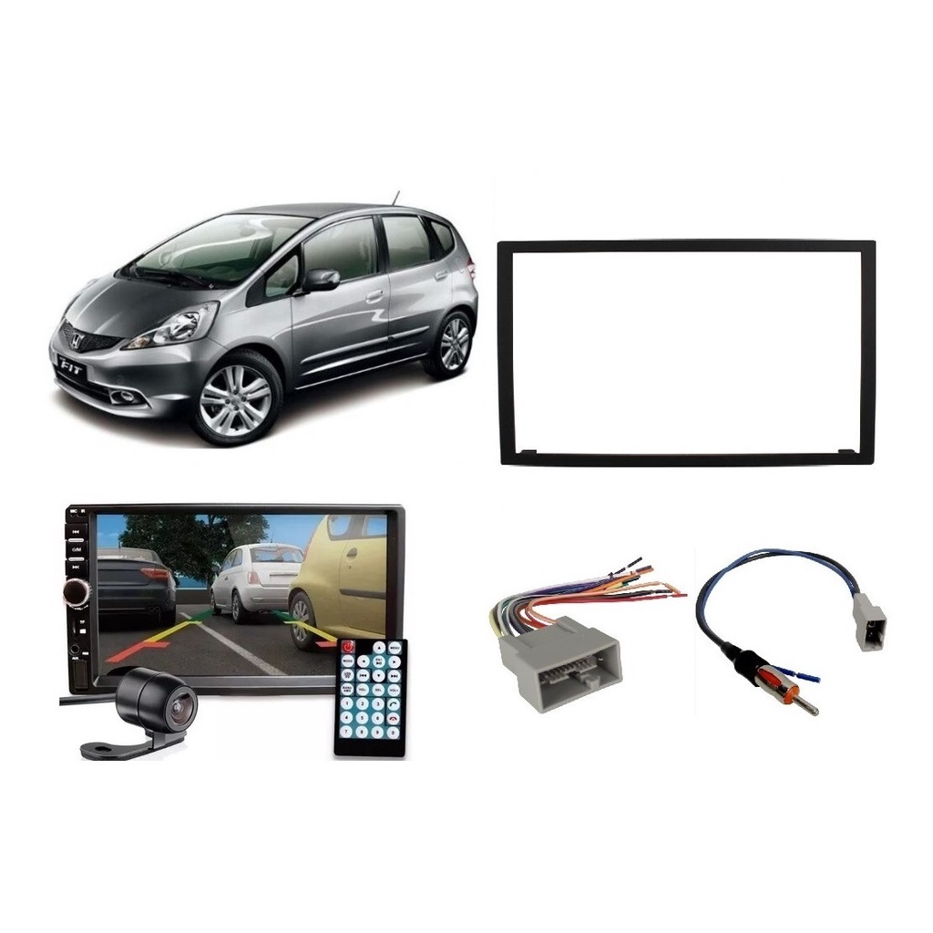 Mp5 Multimidia Moldura 2 Din Honda Fit 2004 A 2014 Com Camera