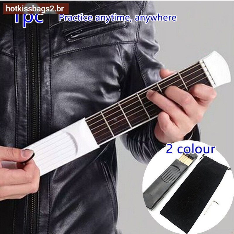 Portátil de bolso Instrumento de guitarra prática ferramenta acústica Gadget 6 cordas 4 Fret modelo para iniciantes em Oferta na Shopee
